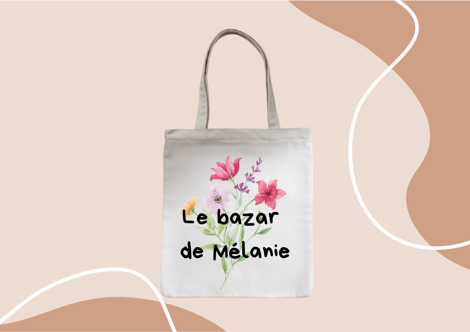 Sac en toile fleuri personnalisé
