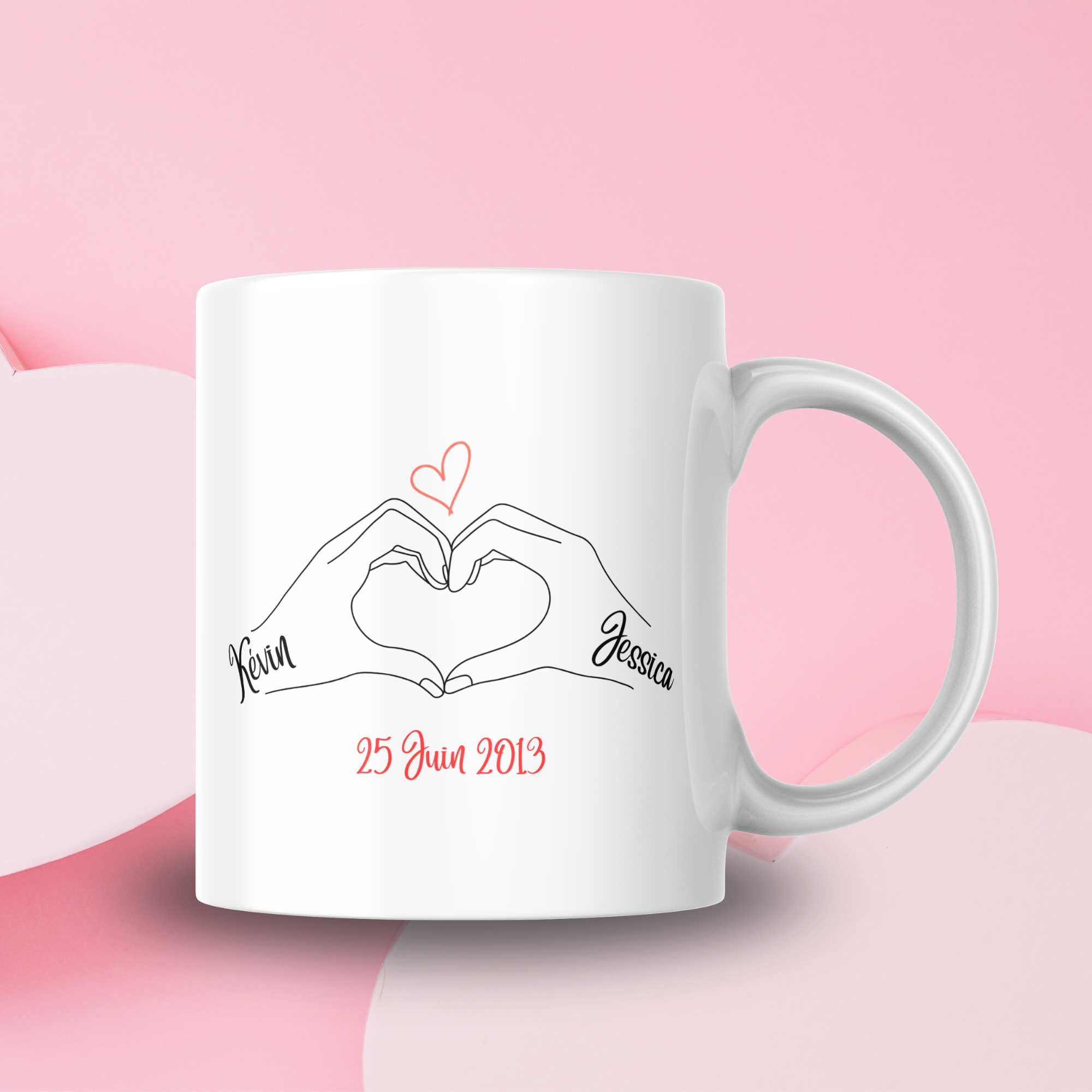 Tasse personnalisable mains coeur