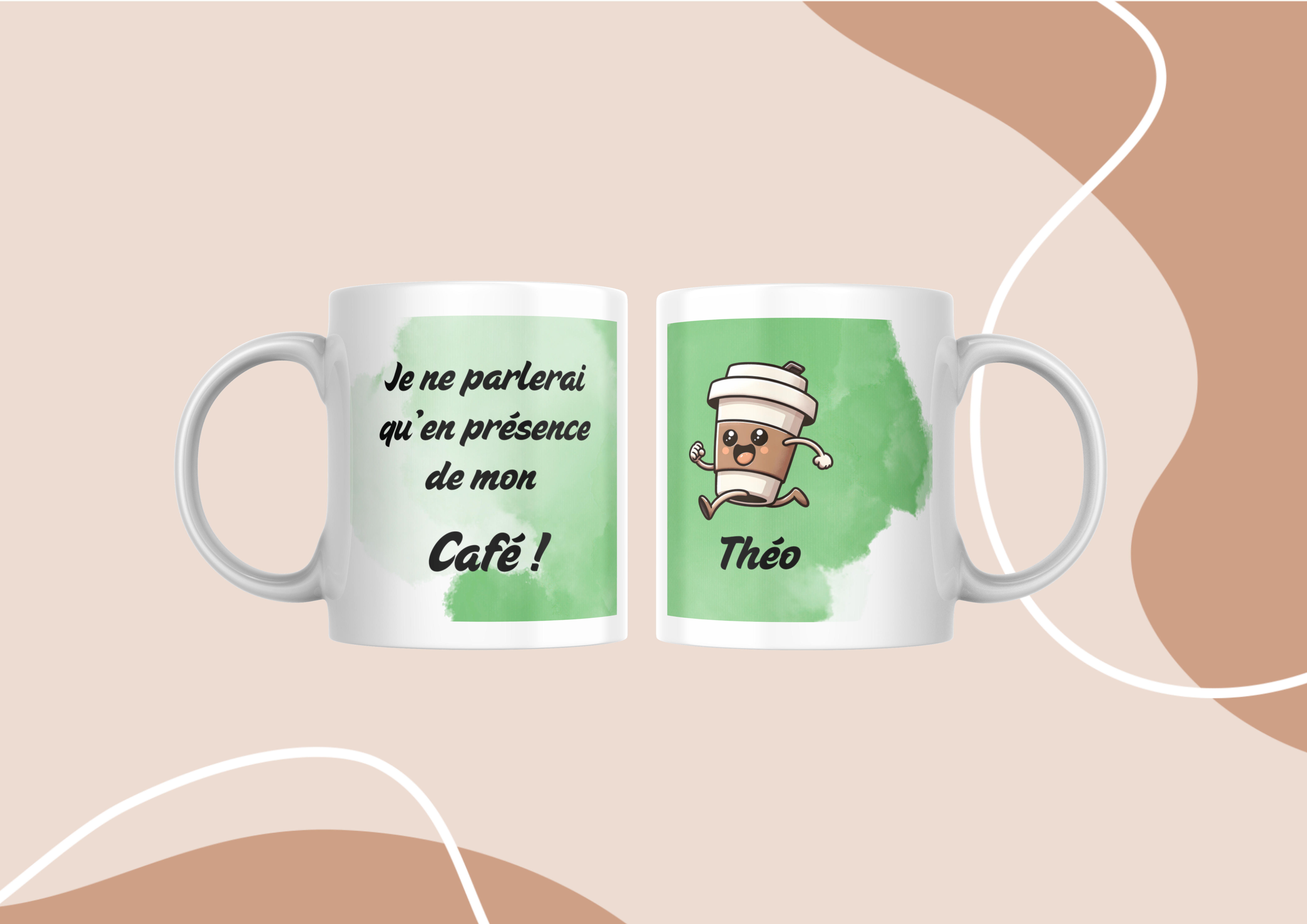 Mug café / café au lait / cappuccino + prénom