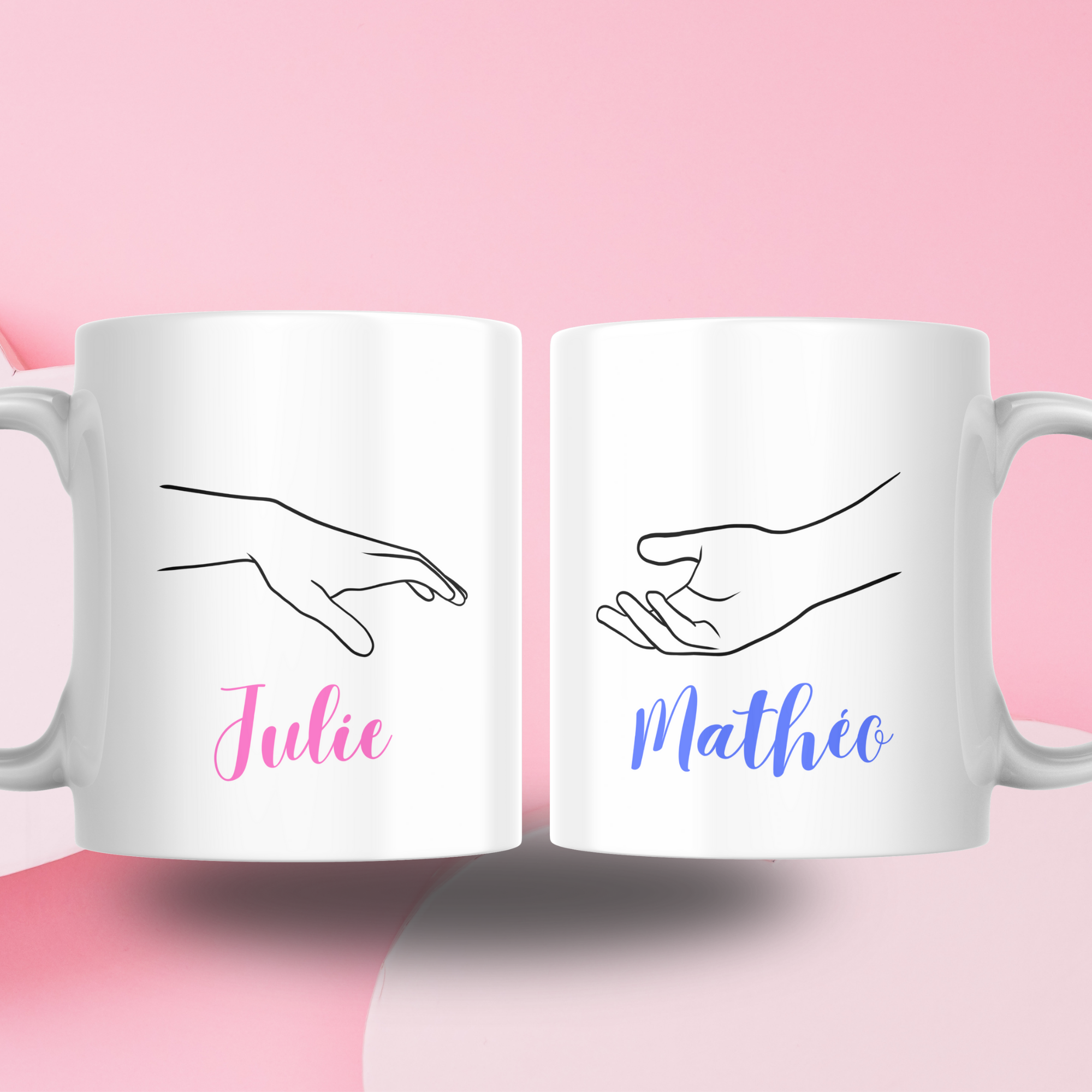 Tasses personnalisées duo mains tendues