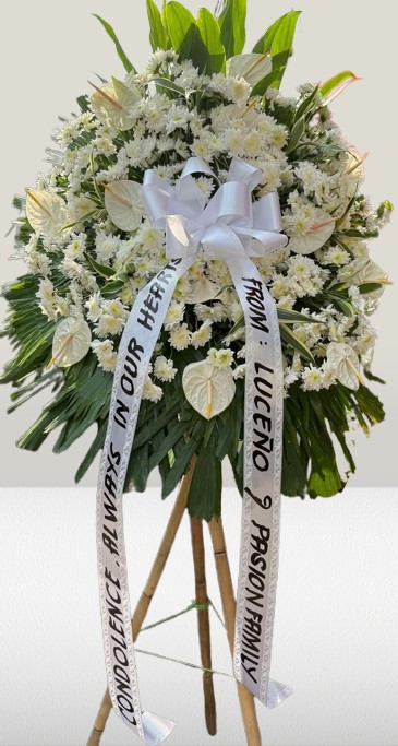 White Sympathy Funeral Flower Stand