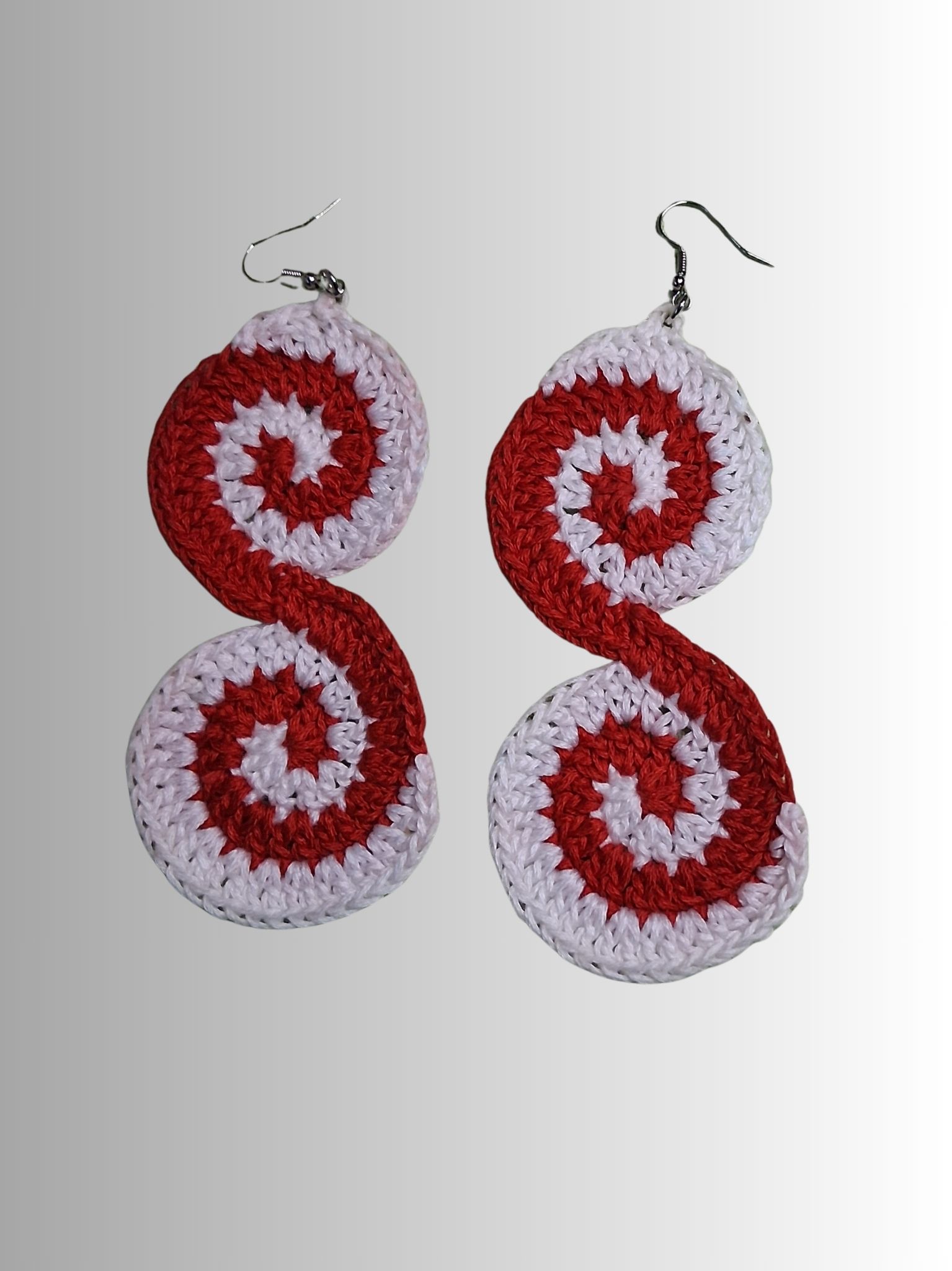 Crochet Red Spiral Earrings