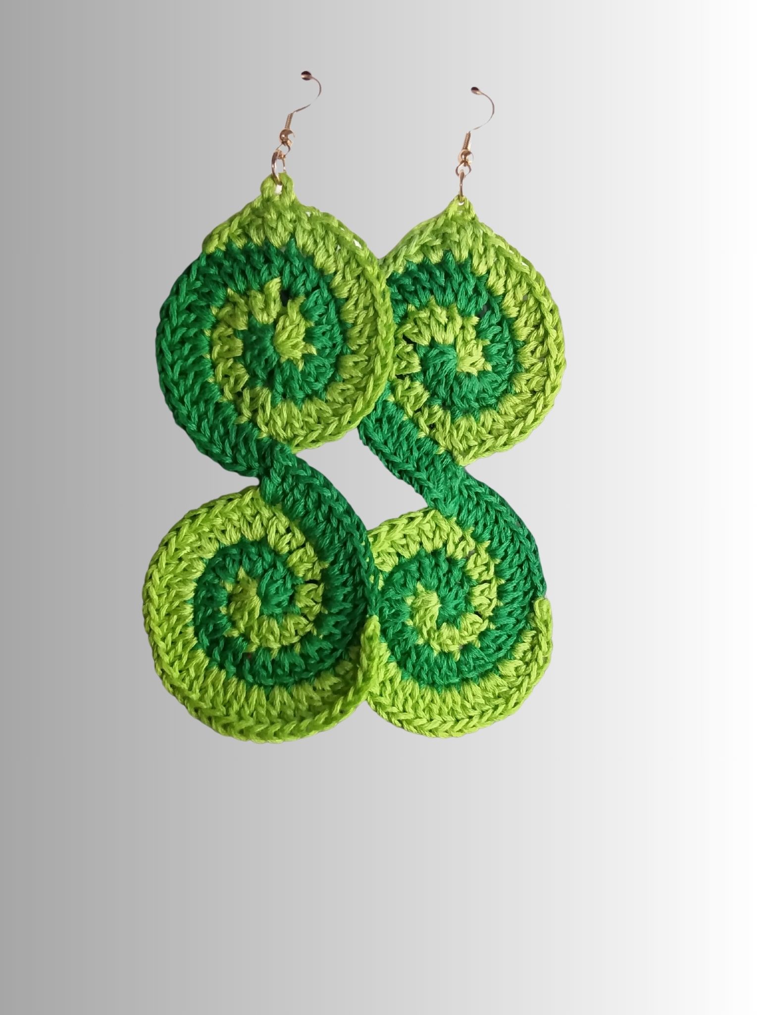 Crochet Green Spiral Earrings