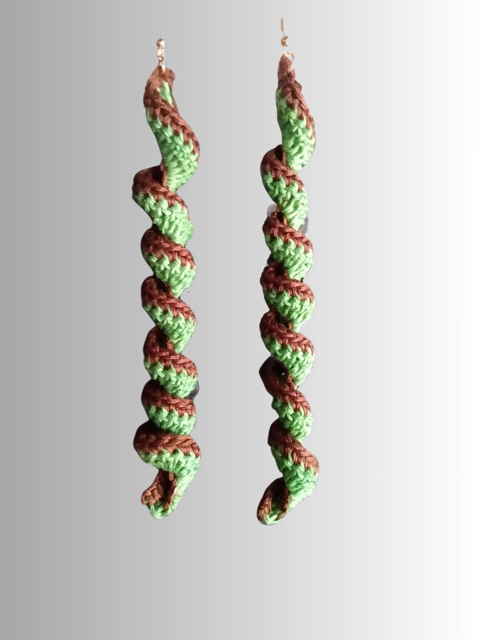 Crochet Green Twisted Earrings