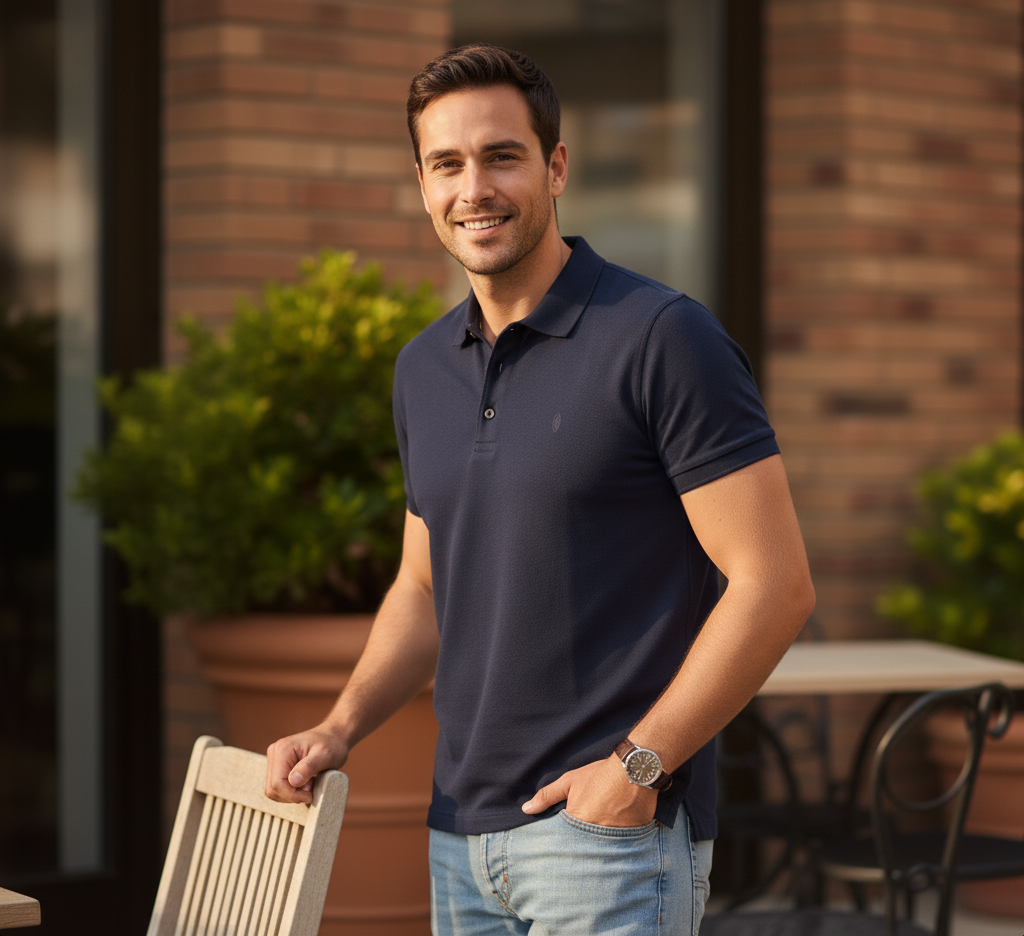 Camiseta tipo polo Azul