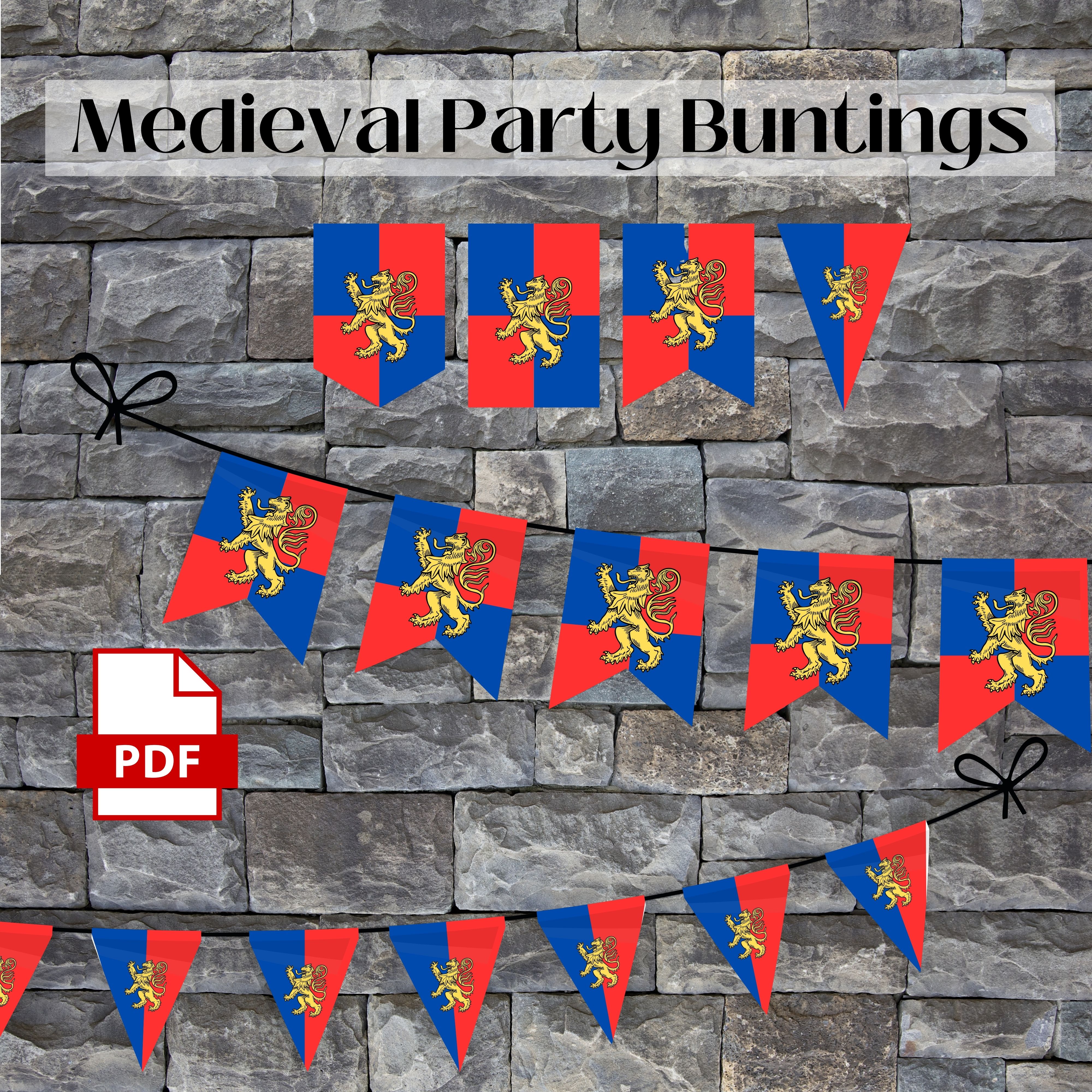 Renaissance Lion Heraldry Banner- digital download