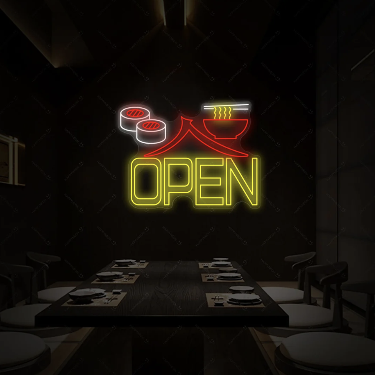 Letrero luminoso 'OPEN' para restaurante