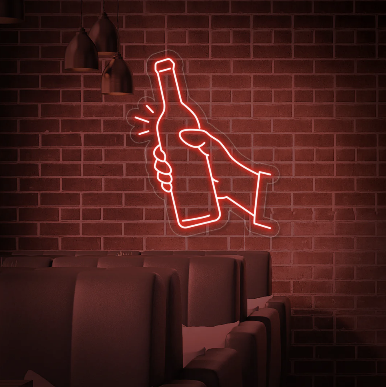 Letrero de neón botella