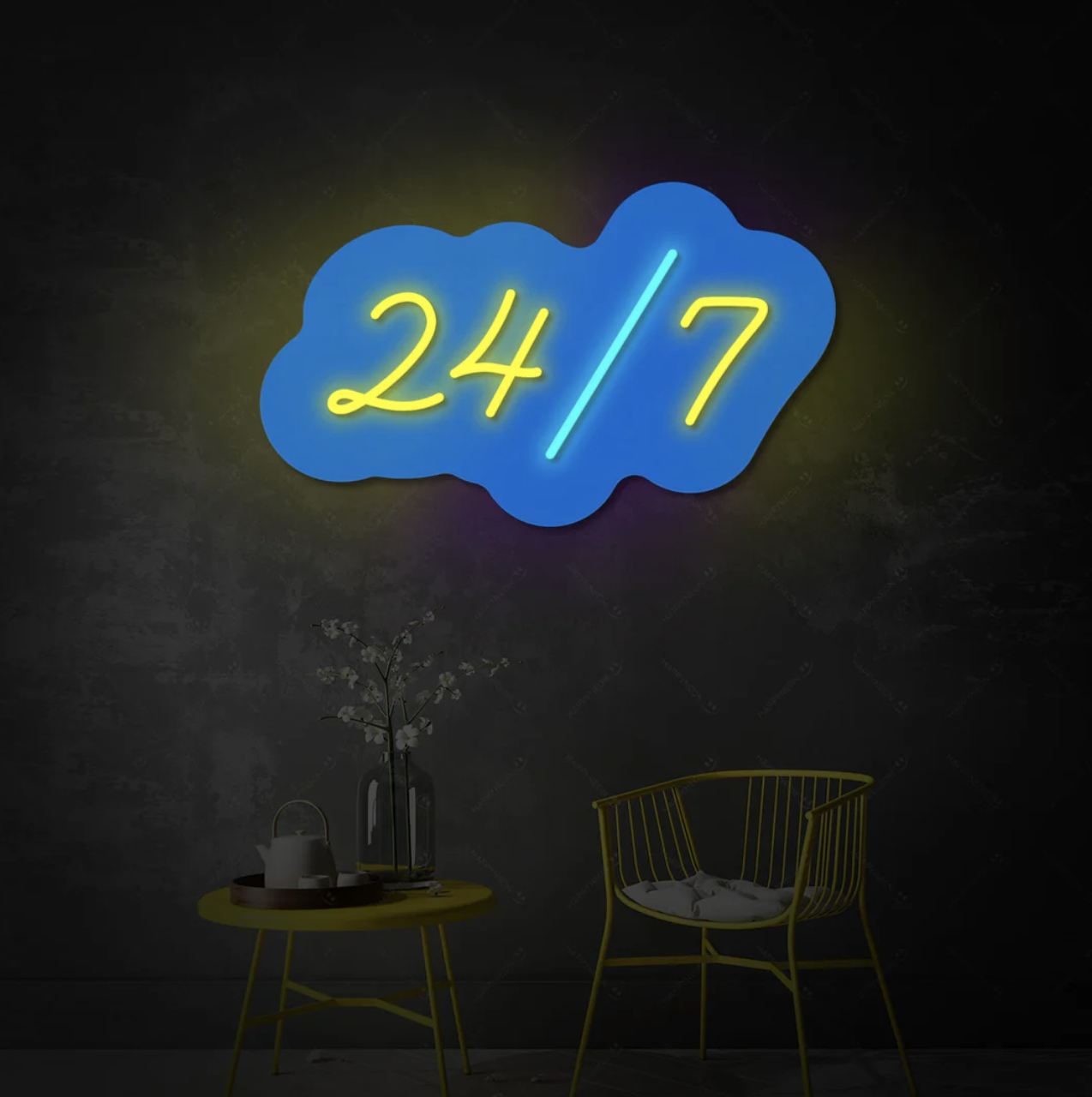 Letrero luminoso '24/7'