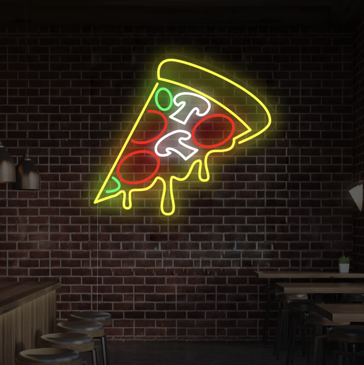 Letrero de neón pizza
