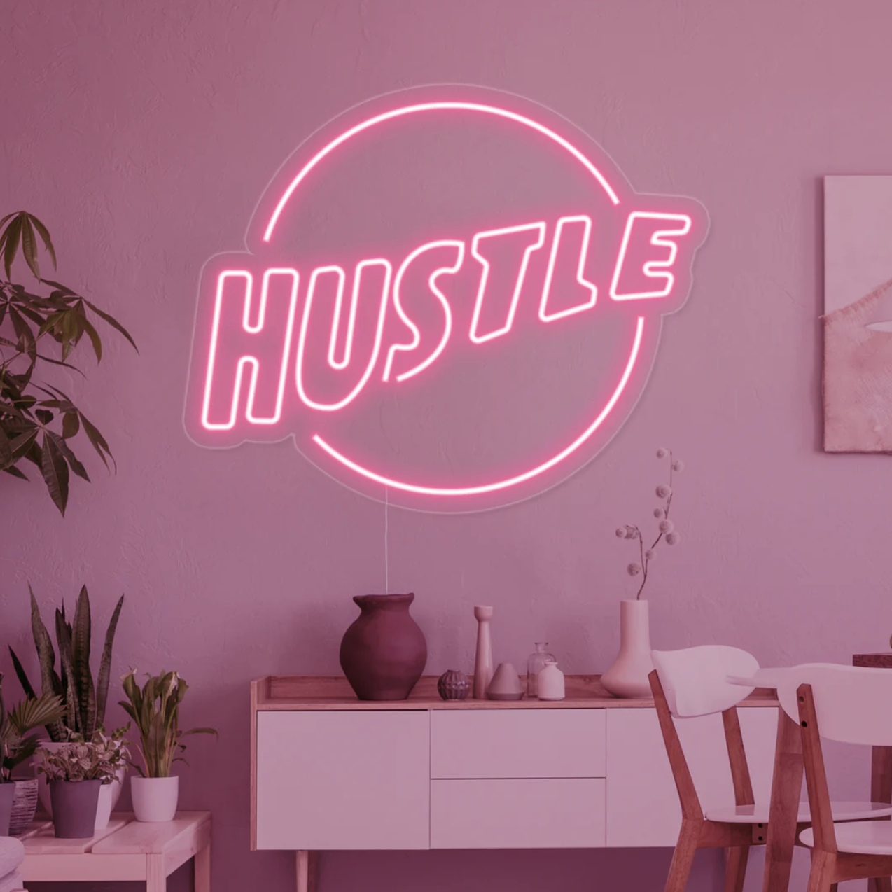 Letrero de neón HUSTLE
