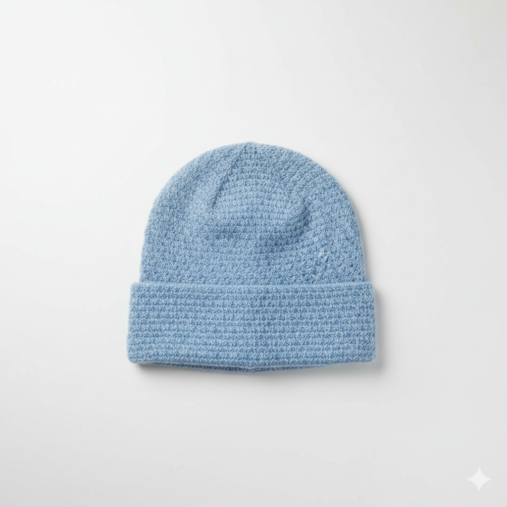 Blue knitted beanie
