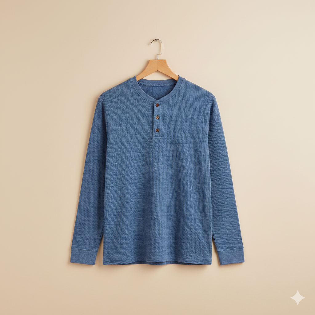 Men's Blue Henley Shirt