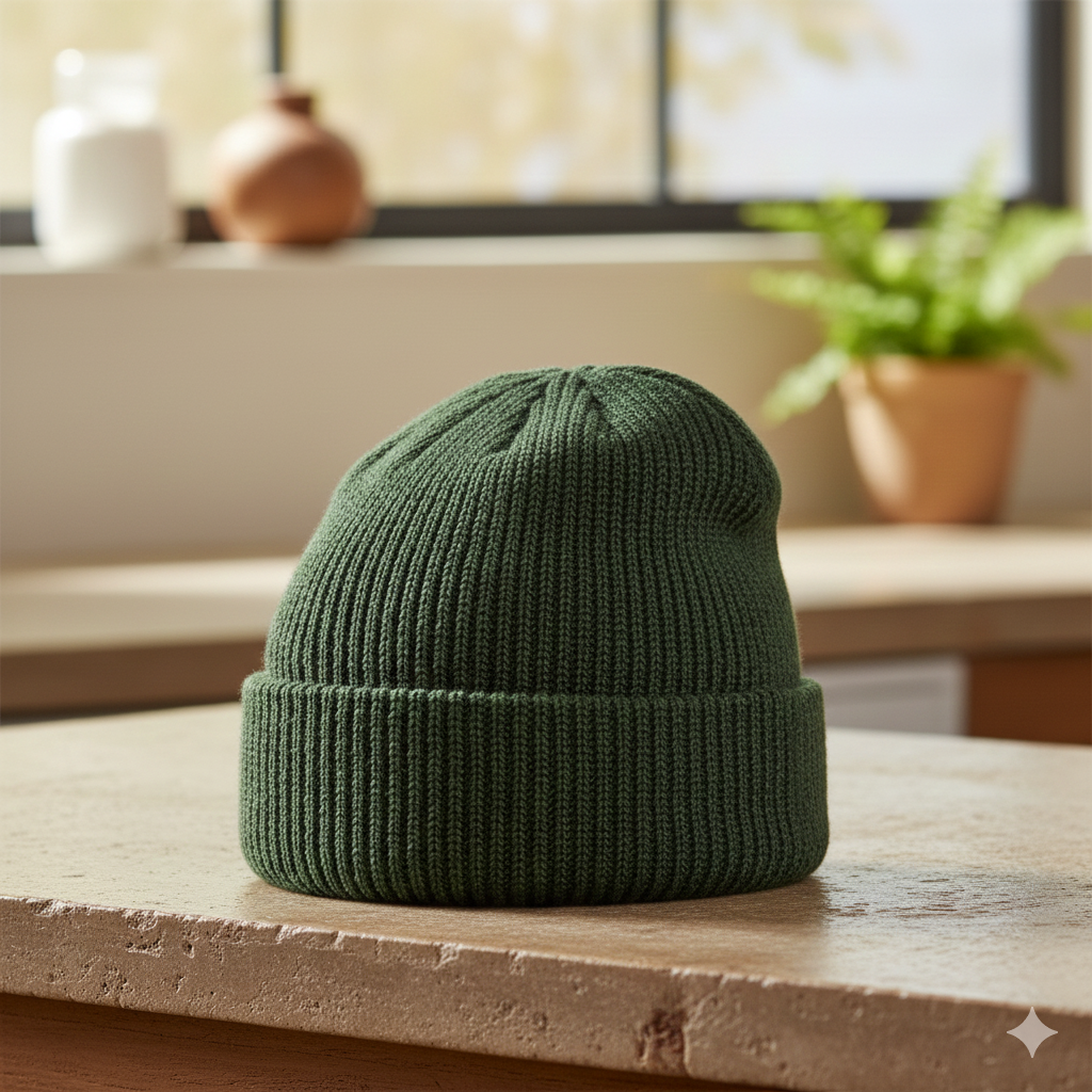 Green Knitted Beanie