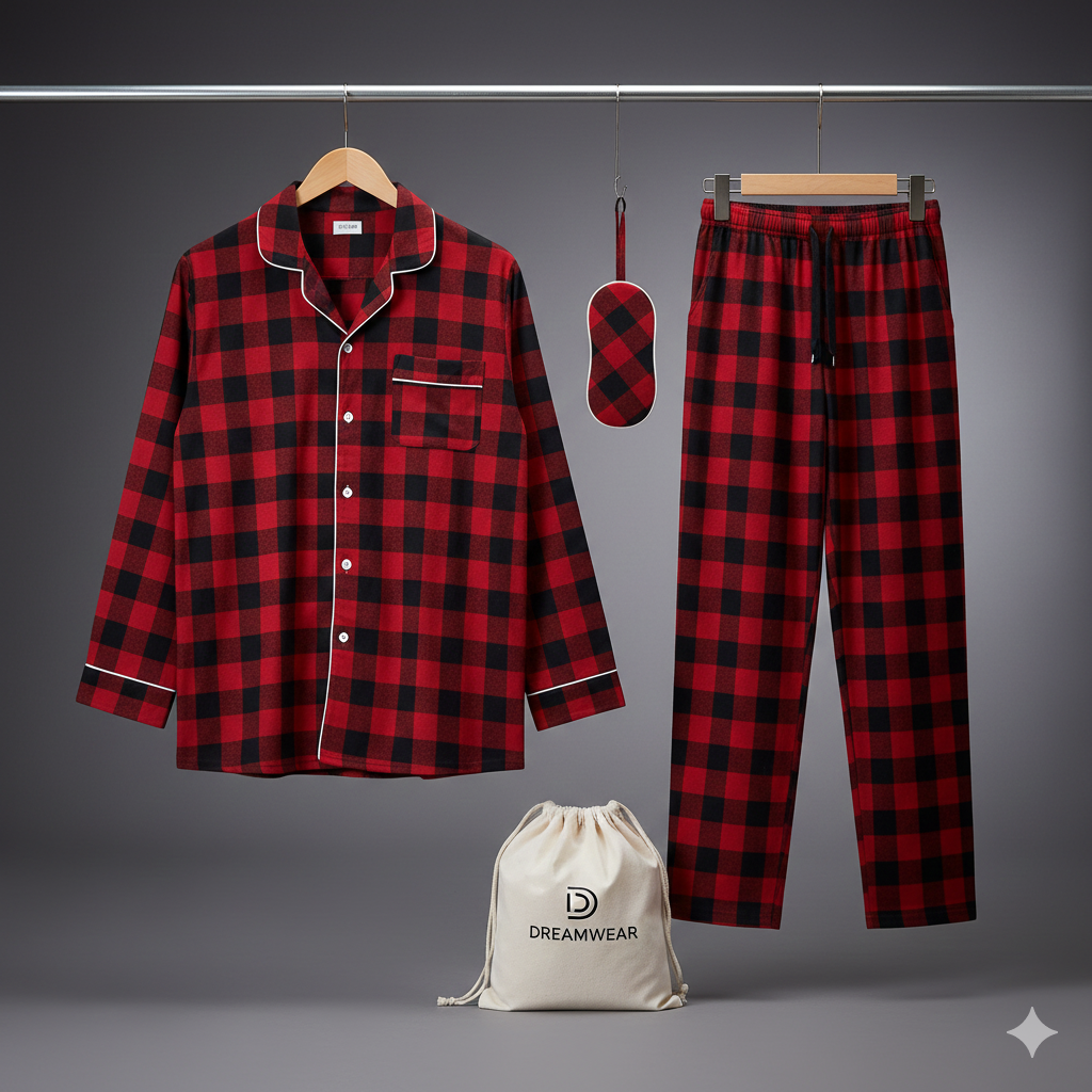 Red and Black Plaid Pajama Set