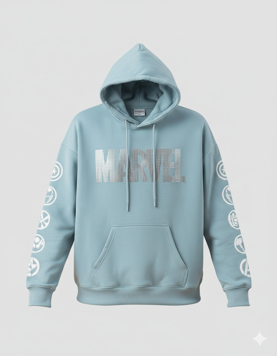 Marvel Logo Light Blue Hoodie