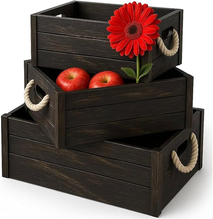 Set of Wooden Storage Crates