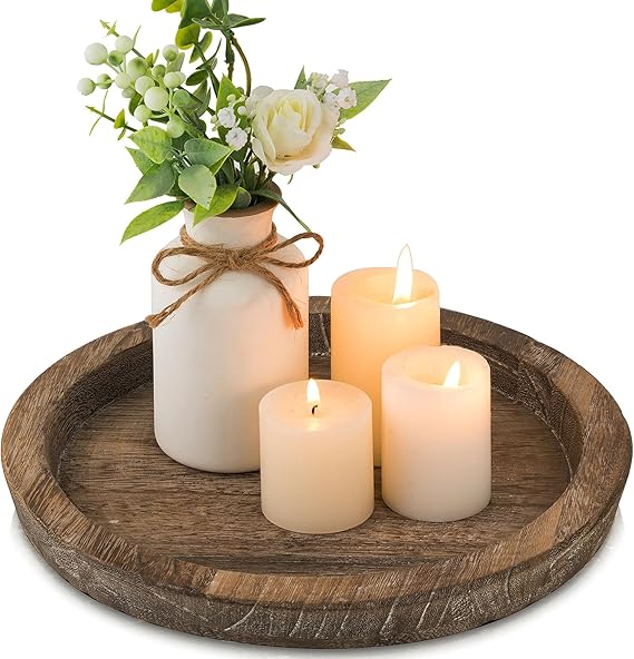 Rustic Wood Decorative Tray Set