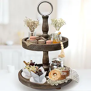 Rustic Two-Tier Wooden Serving Tray