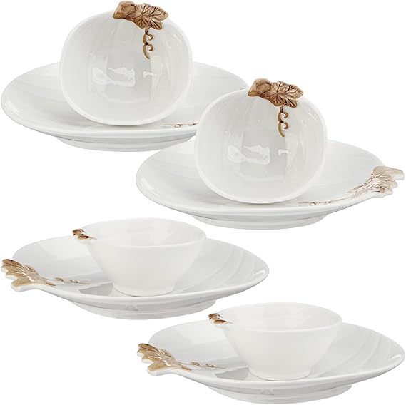 Elegant Pumpkin-Inspired Ceramic Dinnerware Set