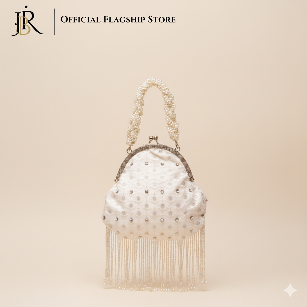 Elegant Pearl-Embellished Evening Bag