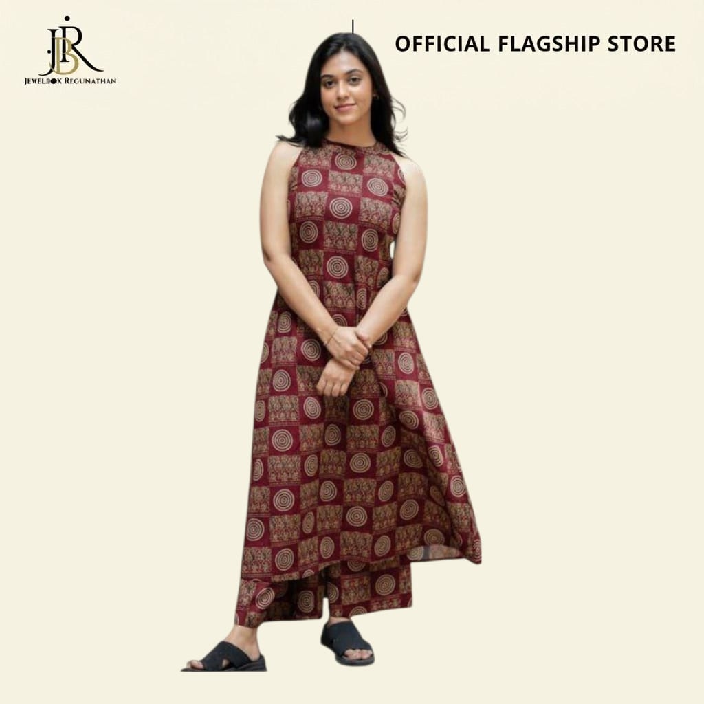 Printed Sleeveless Kurti Set