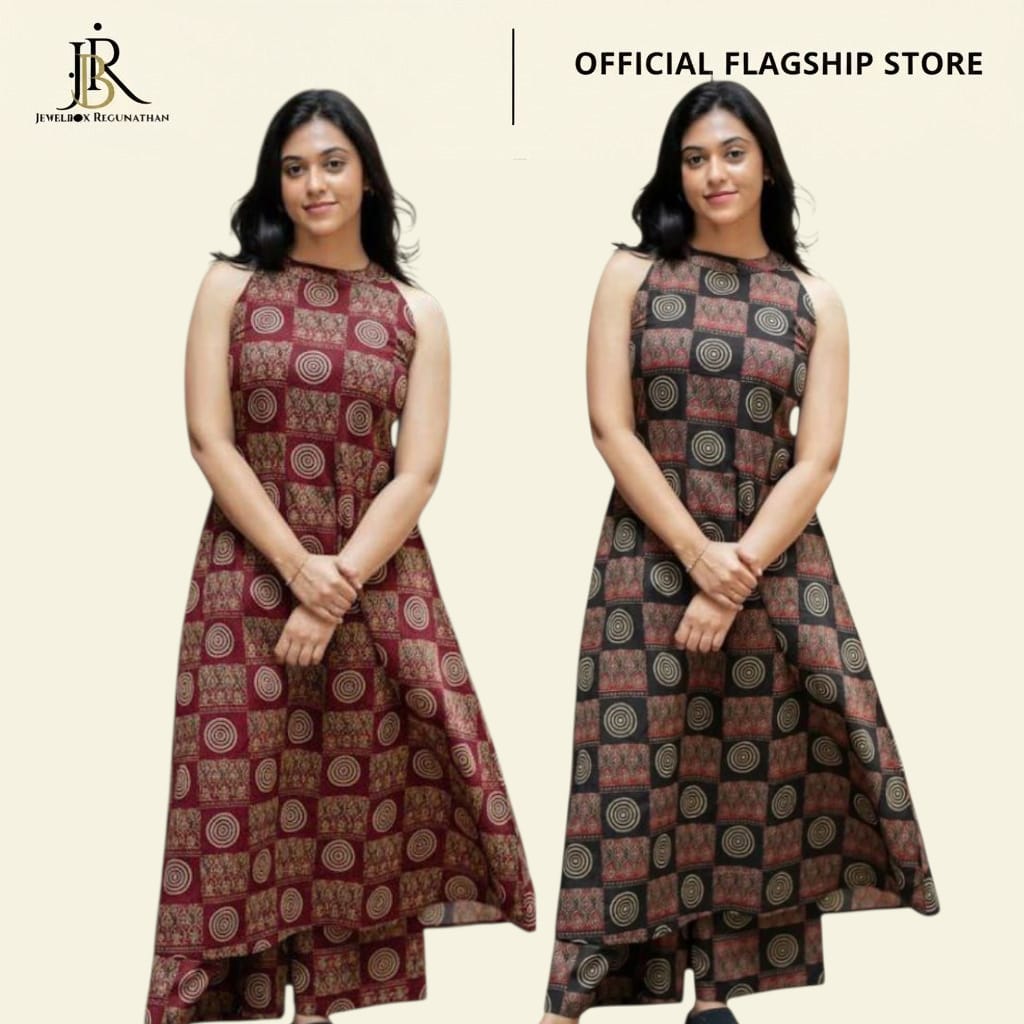 Printed Sleeveless Kurti Set