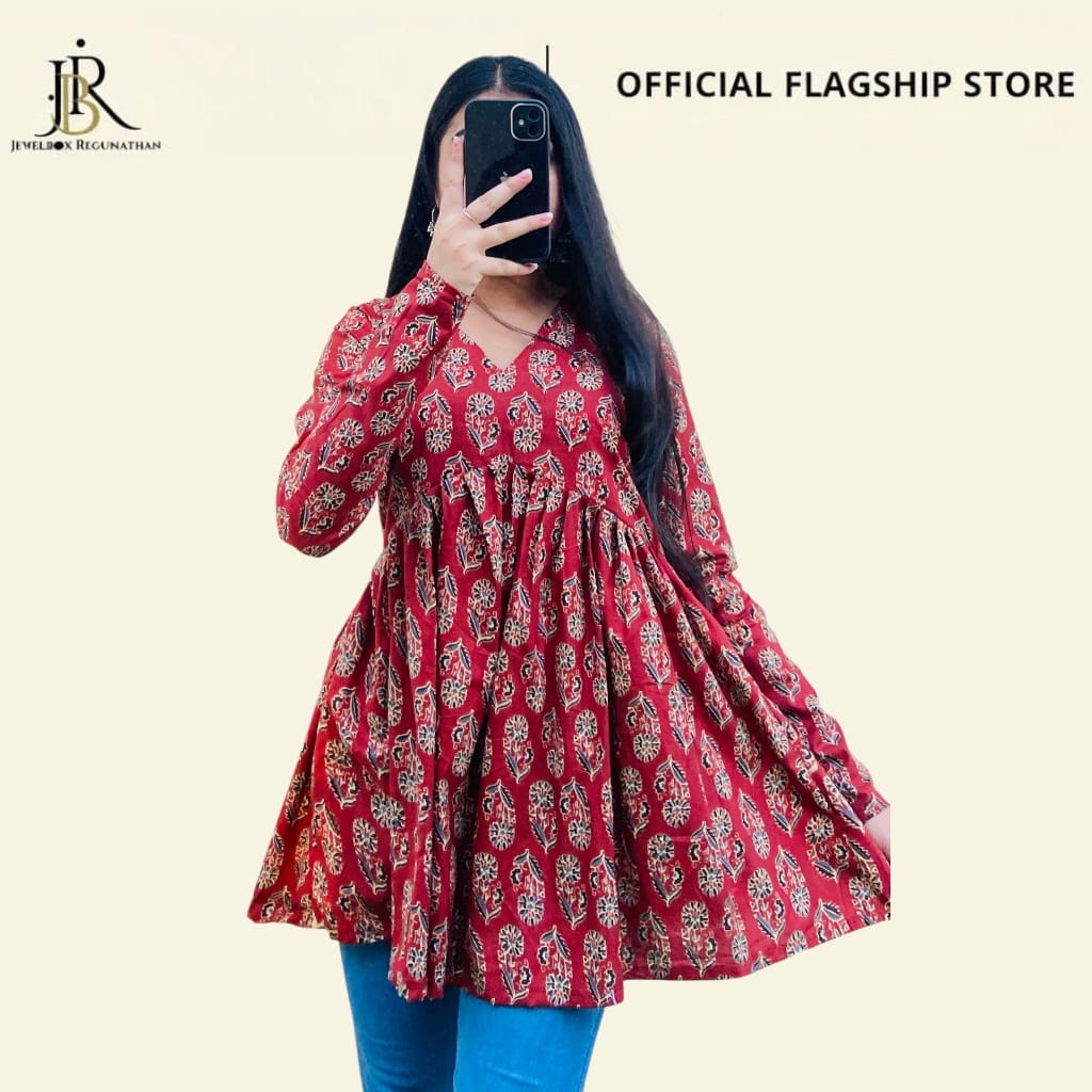 Long Sleeves Peplum Style Printed Dress