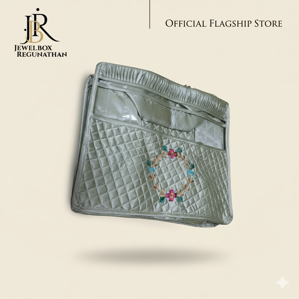 Embroidered Silk Saree Organizer Bag