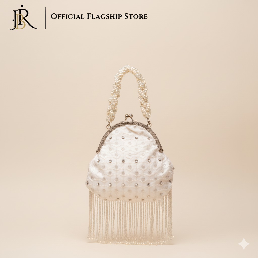 Elegant Pearl-Beaded Evening Bag