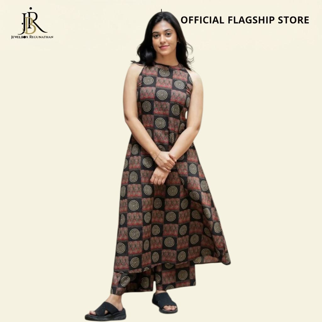 Printed Sleeveless Kurti Set