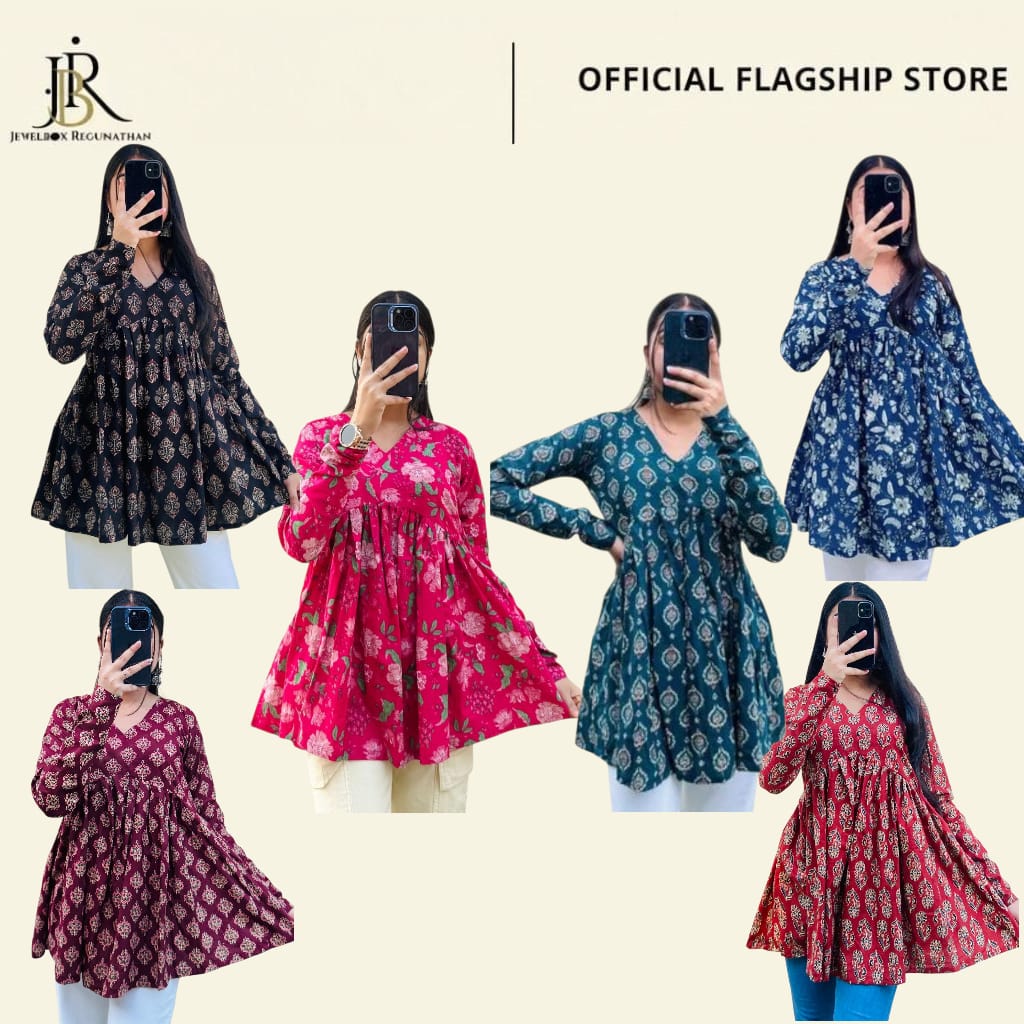 Long Sleeves Peplum Style Printed Dress