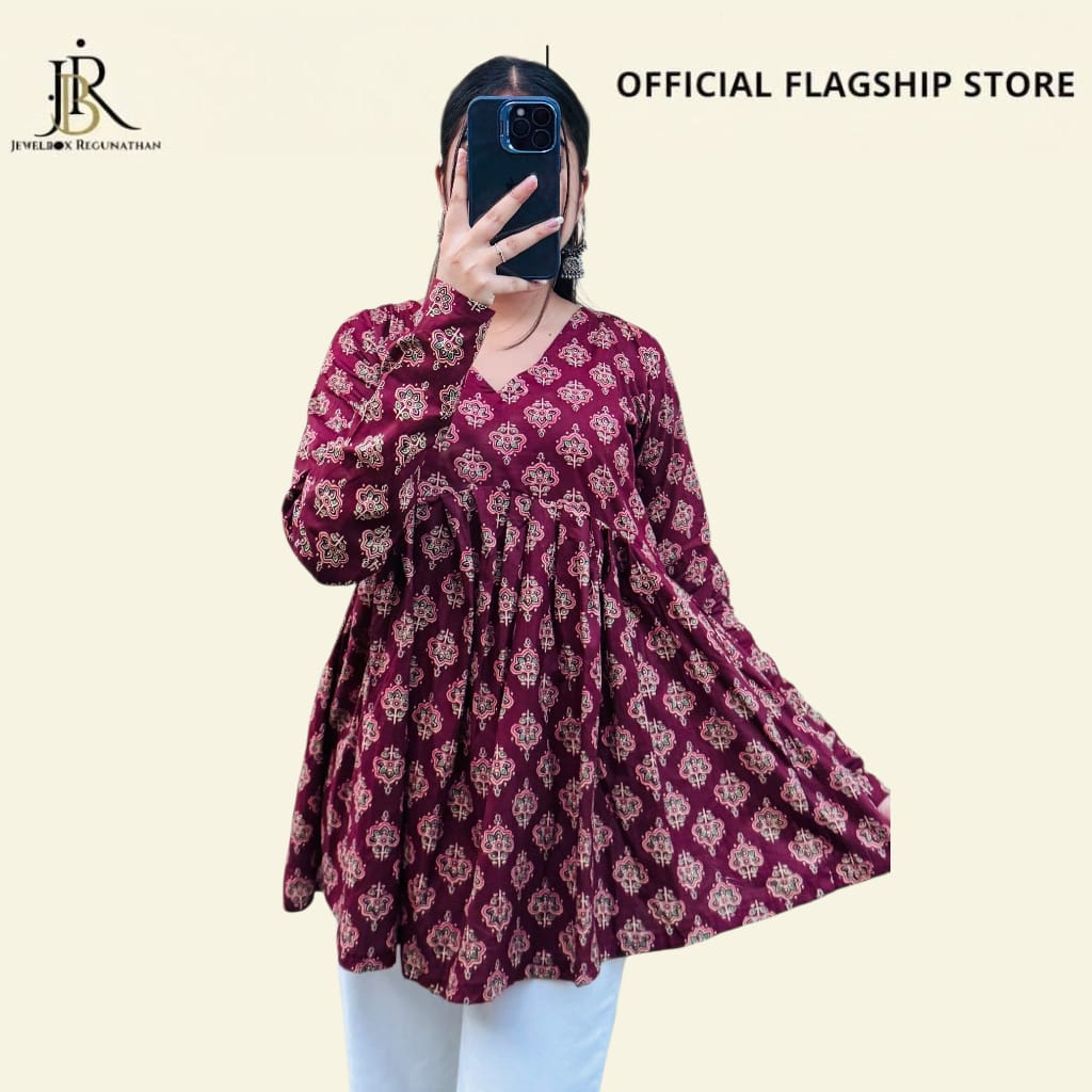 Long Sleeves Peplum Style Printed Dress