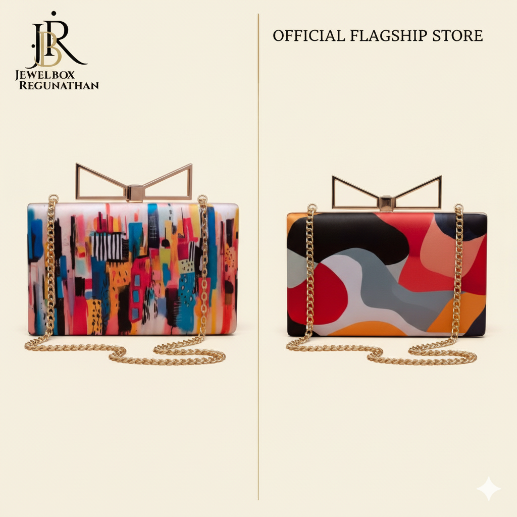 Abstract Pattern Bow Clutch Bag