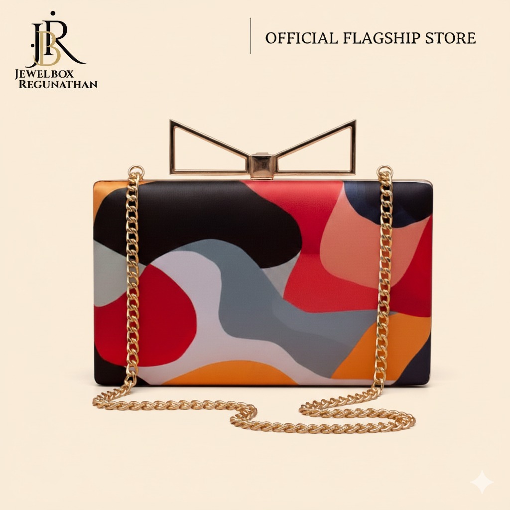 Abstract Pattern Bow Clutch Bag