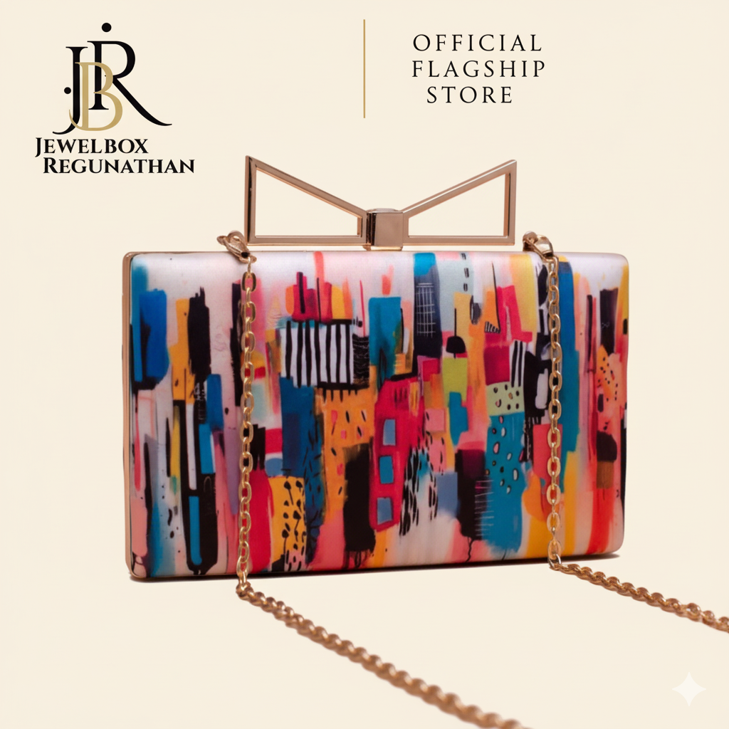 Abstract Pattern Bow Clutch Bag