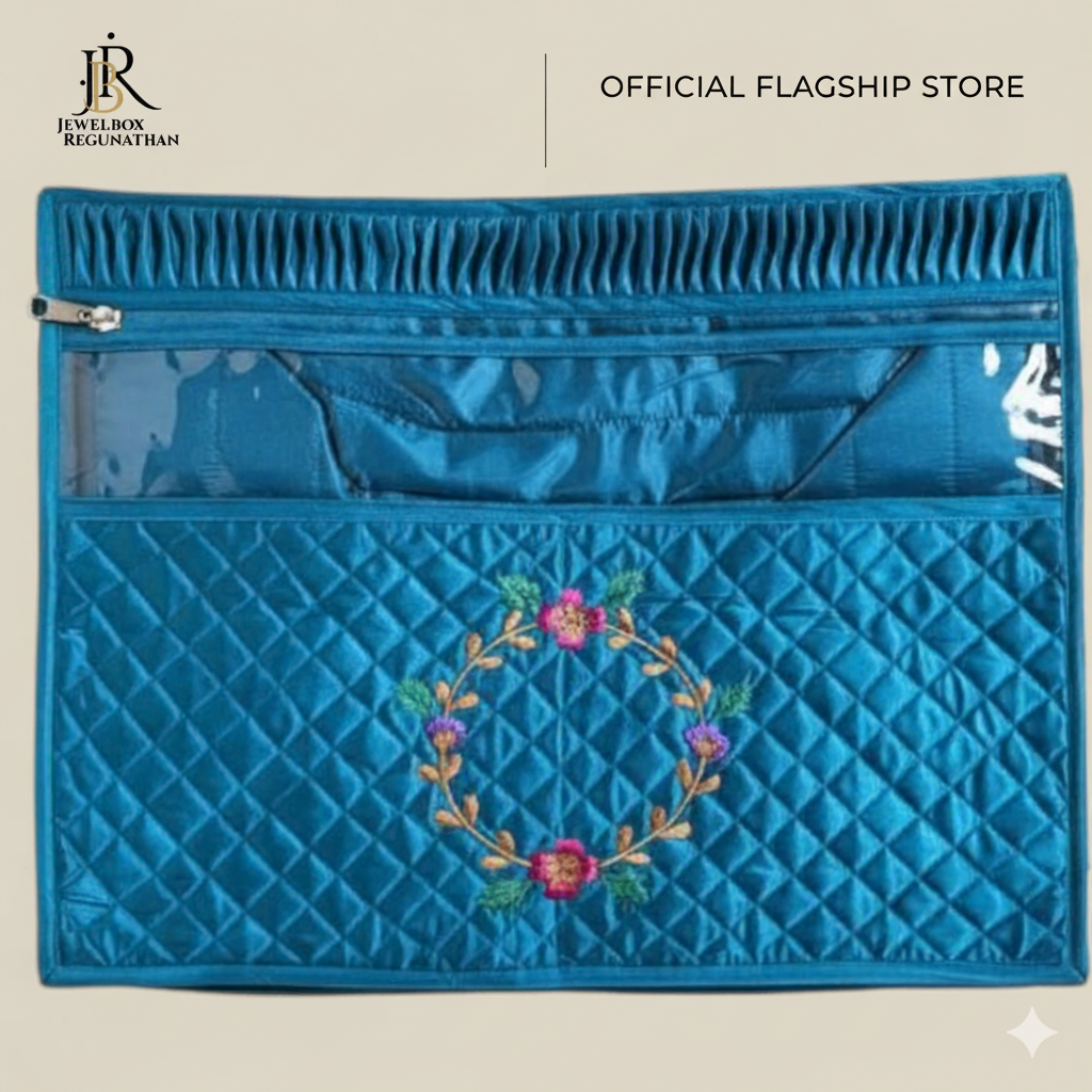 Embroidered Silk Saree Organizer Bag