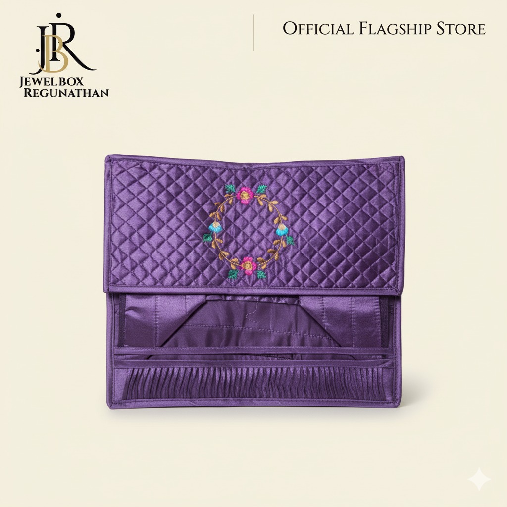 Embroidered Silk Saree Organizer Bag