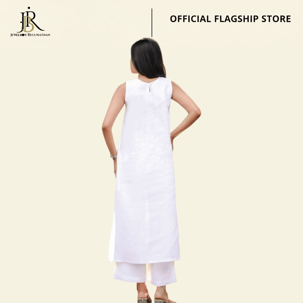 White Floral Printed Kurti Set