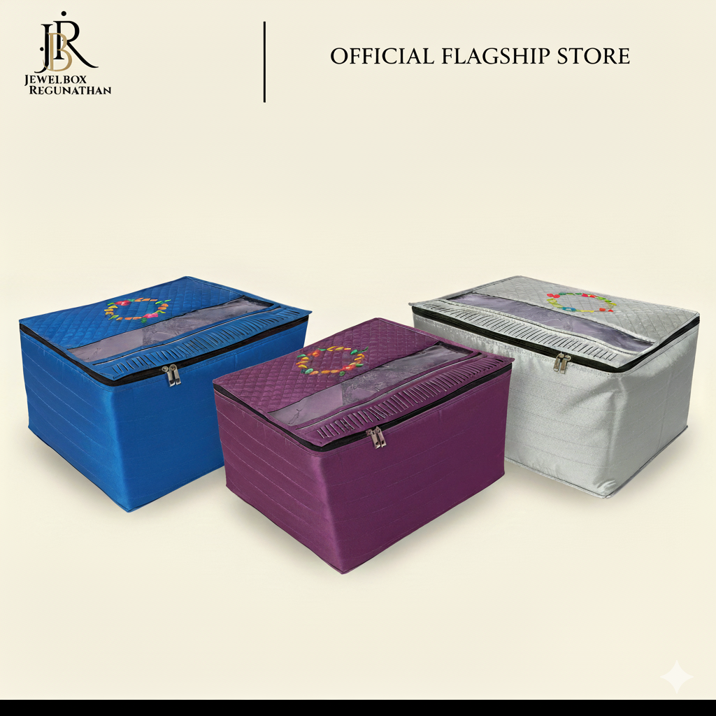 Embroidered Silk Saree Organizer Bag