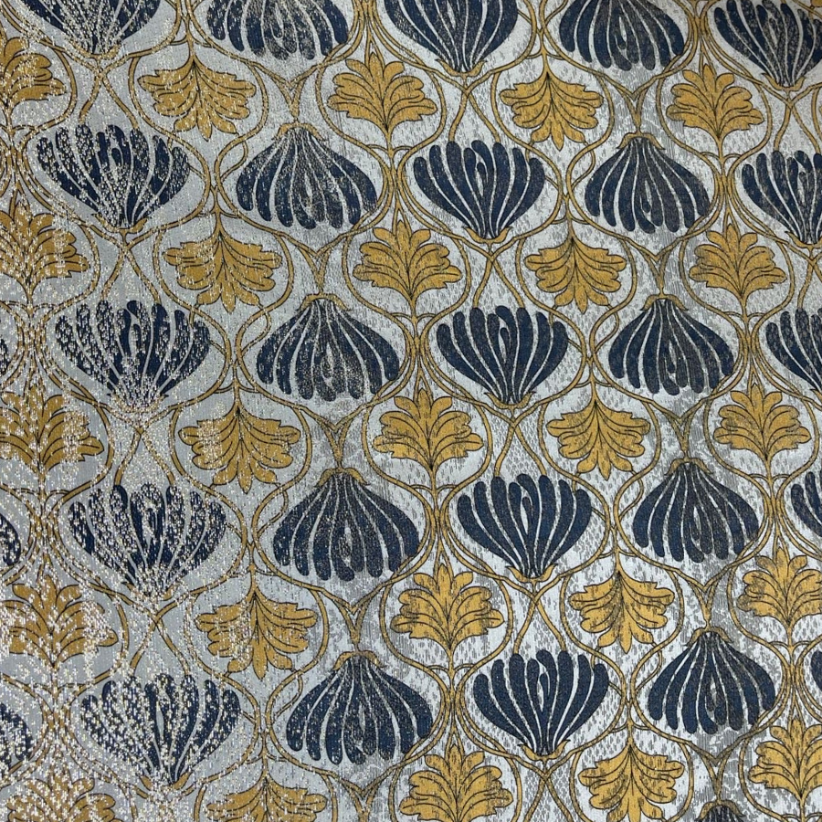 حرير إيطالي ذهبي بنقشة فاخرة مستوحاة من الطراز الكلاسيكي