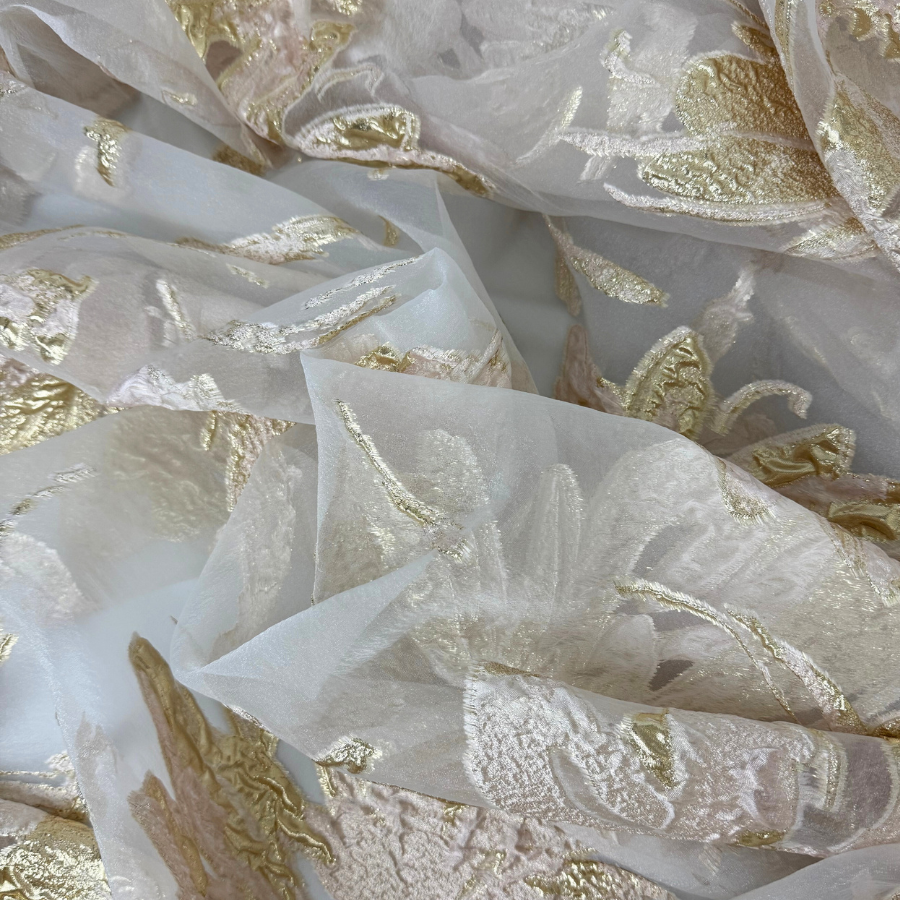 ارقونزا ايطالي فاخر – نقشة ورد ذهبي على خلفية شفافة