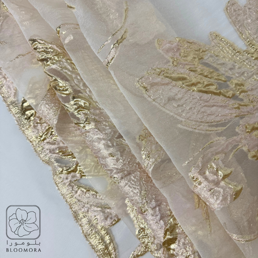 ارقونزا ايطالي فاخر – نقشة ورد ذهبي على خلفية شفافة