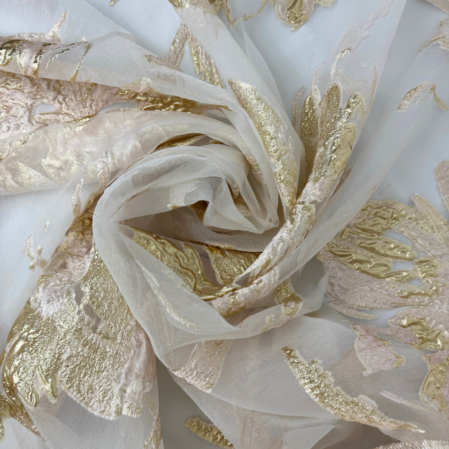 ارقونزا ايطالي فاخر – نقشة ورد ذهبي على خلفية شفافة