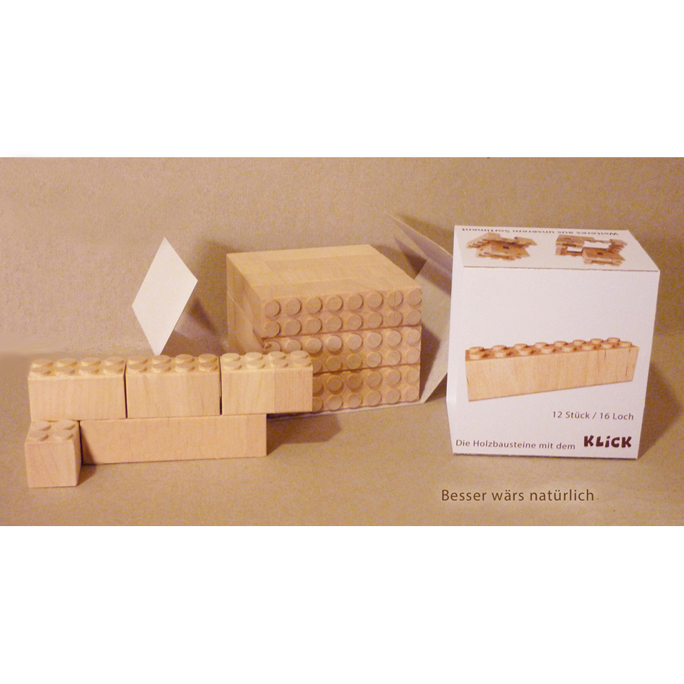 12 Stück Holzbausteine / 16 Loch