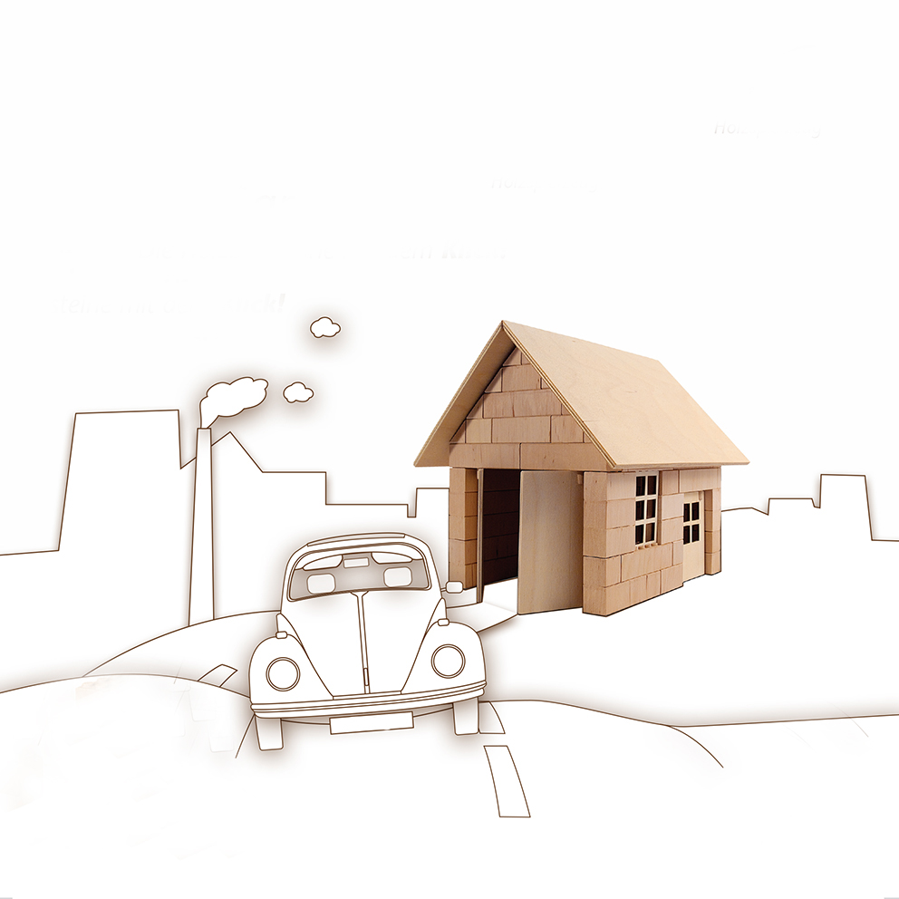 Holzbausteinsatz Garage