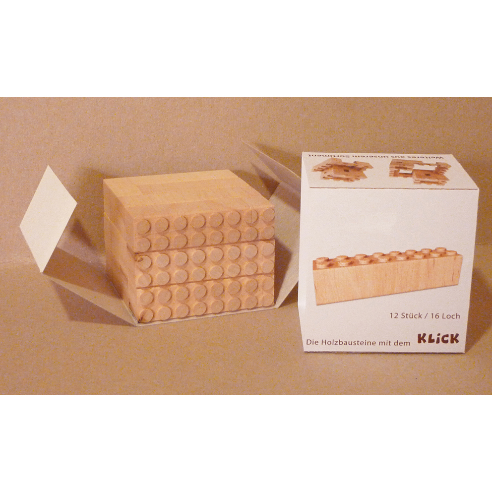 12 Stück Holzbausteine / 16 Loch