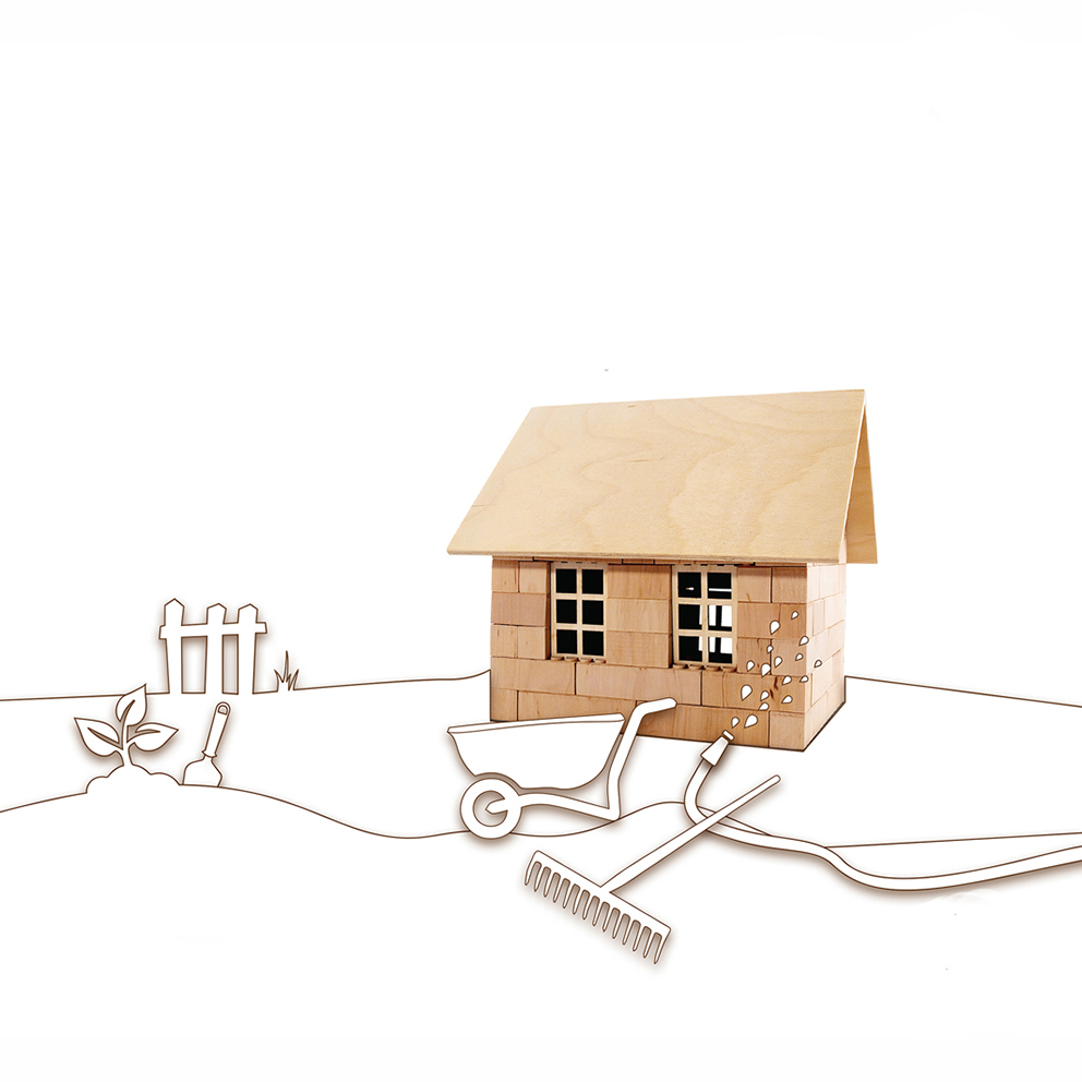 Holzbausteinsatz Schuppen