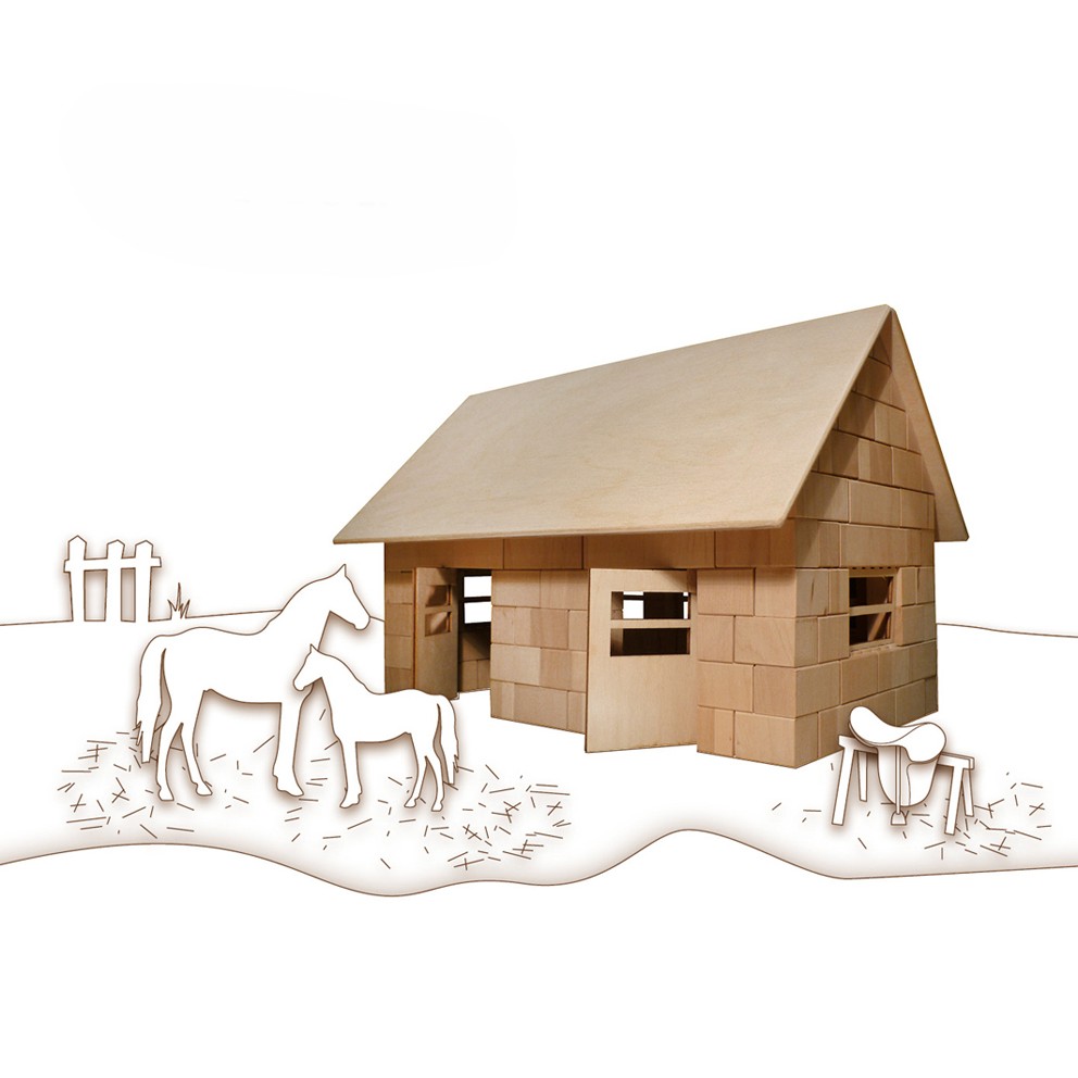 Holzbausteinsatz Pferdestall