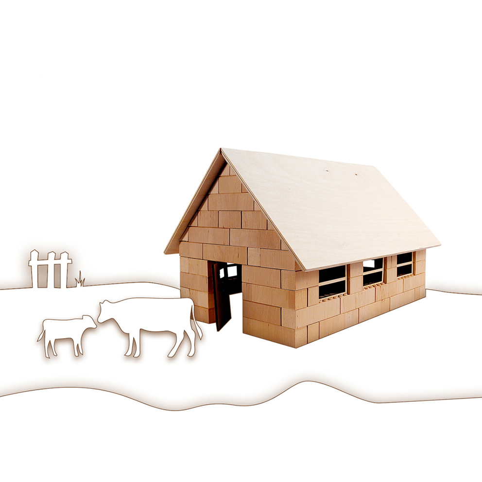 Holzbausteinsatz Rinderstall
